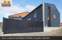 Pintura y rotulación de Bodegas Jaramiel en Amusquillo (Valladolid)